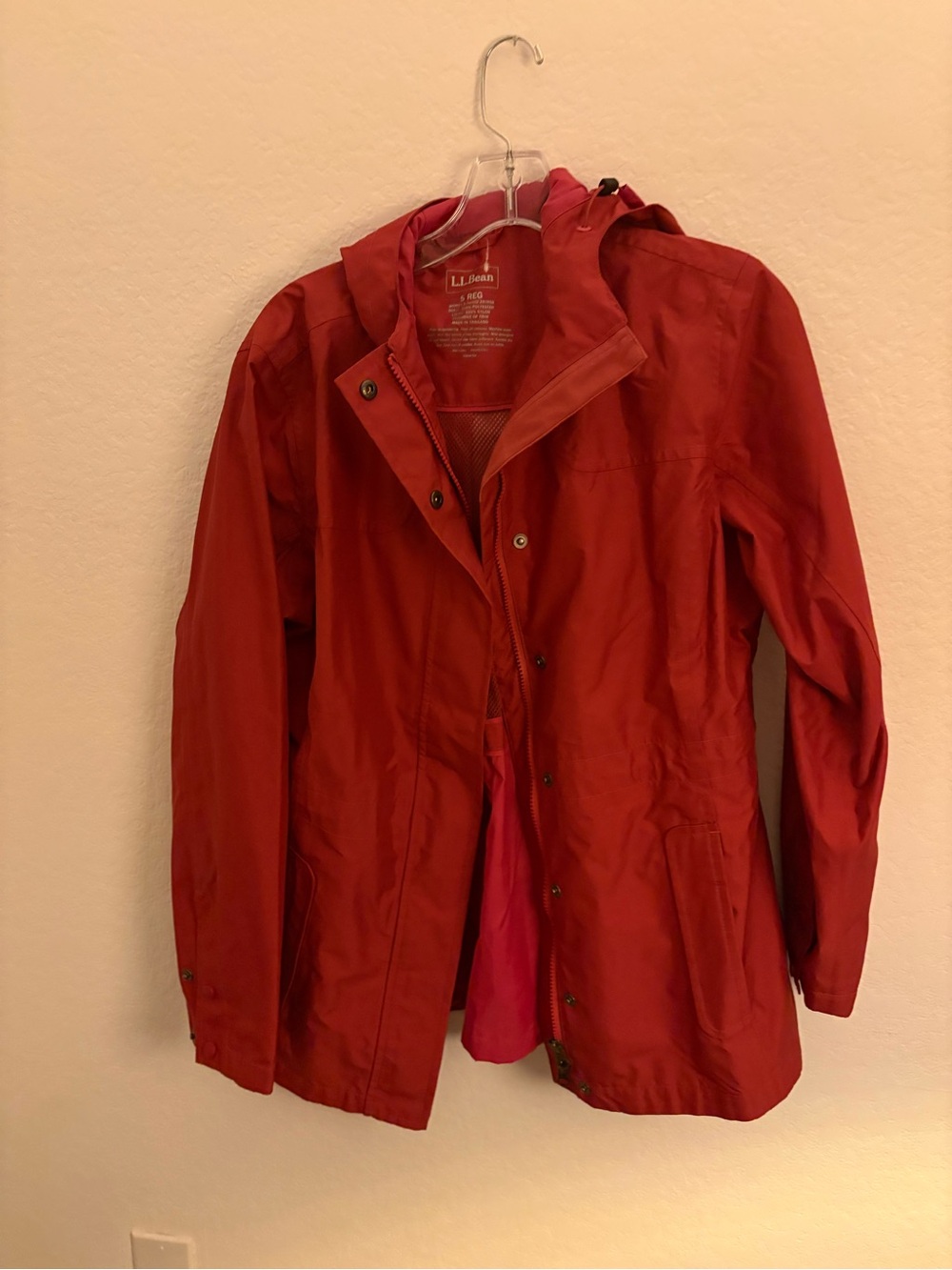 L.L. Bean Women's Red Hooded Trench Coat